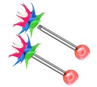 2PCS Surgical Steel tongue piercing jewelry 14 Gauge 5/8 16mm Koosh Ball Earrings Piercing Jewelry Pick Color, Stainless Steel, no gemstone