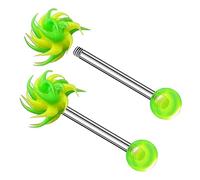 2PCS Surgical Steel tongue piercing jewelry 14 Gauge 5/8 16mm Koosh Ball Earrings Piercing Jewelry Pick Color, Stainless Steel, no gemstone