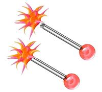 2PCS Surgical Steel tongue piercing jewelry 14 Gauge 5/8 16mm Koosh Ball Earrings Piercing Jewelry Pick Color, Stainless Steel, no gemstone