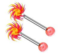 2PCS Surgical Steel tongue piercing jewelry 14 Gauge 5/8 16mm Koosh Ball Earrings Piercing Jewelry Pick Color, Stainless Steel, no gemstone
