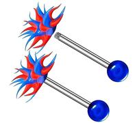 2PCS Surgical Steel tongue piercing jewelry 14 Gauge 5/8 16mm Koosh Ball Earrings Piercing Jewelry Pick Color, Stainless Steel, no gemstone