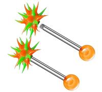 2PCS Surgical Steel tongue piercing jewelry 14 Gauge 5/8 16mm Koosh Ball Earrings Piercing Jewelry Pick Color, Stainless Steel, no gemstone