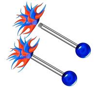 2PCS Surgical Steel tongue piercing jewelry 14 Gauge 5/8 16mm Koosh Ball Earrings Piercing Jewelry Pick Color, Stainless Steel, no gemstone