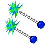 2PCS Surgical Steel tongue piercing jewelry 14 Gauge 5/8 16mm Koosh Ball Earrings Piercing Jewelry Pick Color, Stainless Steel, no gemstone