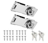 2PCS SUS304 Hasp Lock Padlock Gate Latch Door Bolt Lock Drawer Cupboard Locks Twist Knob Keyed Locking for Cabinet Furniture Mailbox Closet Stainless Steel Brushed 3 INCH