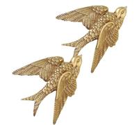 2pcs Swallow Wall Decor Resin Sculpture, Lightweight Golden Ornament | Creative Realistic Craftsmanship, Indoors and Outdoors Use, Not Easy to Deform or Fade, Nursery Wall Decorations