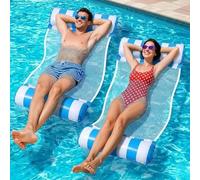 2Pcs Swimming Pool Float Hammock 130CM, 4-in-1 Inflatable Pool Float Saddle Lounge Chair Hammock Drifter Recliner Raft Bed for Beach, Hot Tub & Pool (Blue & Pink)