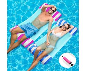 2Pcs Swimming Pool Float Hammock 130CM, 4-in-1 Inflatable Pool Float Saddle Lounge Chair Hammock Drifter Recliner Raft Bed for Beach, Hot Tub & Pool (Blue & Pink)