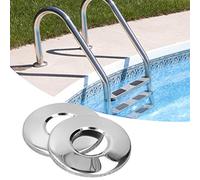 2Pcs Swimming Pool Ladder Escutcheon Cover Plate High Hardness Stainless Steel Plate for 4.2cm Ladder Pipe Pool Ladder Inside Plug for Underground Swimming Pool