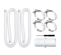 2pcs Swimming Pool Pump Replacement Hose, 32mm Swimming Pool Replacement Hose with 4 Metal Clamps for Above Ground Pools(1.5 m White tube)