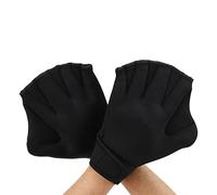 2PCS Swimming Webbed Gloves Open Fingers Adjustable Swim Training Gloves with Wrist Strap for Swimming Diving Black (L)