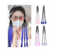 2Pcs Synthetic Braided Ponytail Extension with Elastic Band 20" Long Colorful Twist Braided Natural Hair Pieces for Women(B5#)