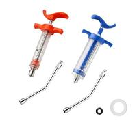 2Pcs Syringe with 2 Drench Nozzle Adjustable Dosage Reusable Drench Gun Syringe for Goat, Horse, Sheep, Dog, Pig, Cat (10ML+30ML)