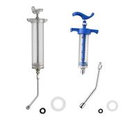 2Pcs Syringe with 2 Drench Nozzle Adjustable Dosage Reusable Drench Gun Syringe for Goat, Horse, Sheep, Dog, Pig, Cat (20ML+100ML)