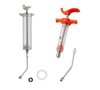 2Pcs Syringe with 2 Drench Nozzle Adjustable Dosage Reusable Drench Gun Syringe for Goat, Horse, Sheep, Dog, Pig, Cat (10ML+100ML)