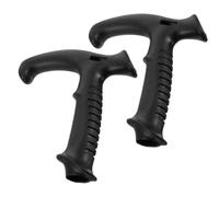 2pcs T Handle Grip for Hiking Sticks, Plastic Rubber Trekking Pole Handle | Ergonomic Padded Design, Universal Fit, Strap-Ready Slot, Black, 15x13.5x3.5cm, for Wet Weather Hiking