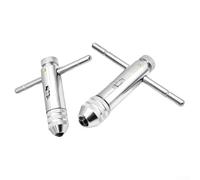 2pcs T-Handle Ratcheting Tap Wrench Set, Adjustable T-Shaped Hand Tool for 3-12mm Screw Taps, Chrome Vanadium Steel