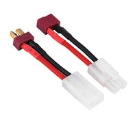 2pcs T Plug Female to Tamiya Male Cable, Deans Connector Tamiya Battery Connector Tamiya Style Connector to T-Plug Deans Male Female Adapter 14AWG for RC ESC Speed Controller Lipo Battery Charging