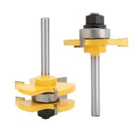 2Pcs T S Router Bit, 3 Teeth 1/4 Shank Woodw Tool, y s for Wood MDF Particle Board, Bit Kit with Backlash for dw