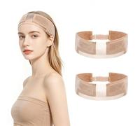 2PCS T-Shape Velvet Lace Wig Grip Headband Set, Non-Slip Adjustable Wig Band for Women, Breathable & Comfortable Invisible Wig Grip for Daily Wear, Beige
