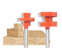 2pcs "T" Tongue and Groove Joint Set,1/4" Shank,Carbide Tipped,2 Flute Router Bits for Board Tabletops,Panels Joinery or Making Strip Flooring
