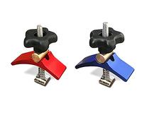2pcs T-track hold down clamps aluminum alloy compatible with 3018 CNC router machines, 3018-SE V2 (Red & Blue)