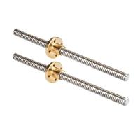 2Pcs T8 Threaded Rod Lead Screws, 8mm Diameter 2mm Pitch 4mm Lead Stainless Steel Lead Screw Rod With Copper Nut Trapezoidal Thread for 3D Printer Stepper Motor(100mm)