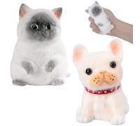 2Pcs Taba Squishy Cat Fidget Toys, Fufu Big Cat Squishy Stress Toys, Super Soft Giant Furry Cat Dog Animals Stress Relief Squeeze Sensory Toy Kitty Stress Balls for Kids Adults Gifts