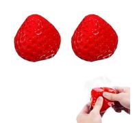 2Pcs Taba Squishy Strawberry, Cute Fufu Squishy Strawberry,Soft Stress Relief Toy Red and Pink for Home, Office, Birthday Gift, Relaxation and Fun (RED)