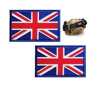 2PCS Tactical Great British Union Jack Patch,Tactical Union Jack Embroidered Flag,United Kingdom Embroidered Fabric Patch Hook and Loop Applique for Tactical Backpack,Hats Jacket Pants(8x5cm)
