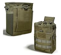2PCS Tactical MOLLE Pouch Set, Drawstring Dump Pouch for Quick Recovery & Foldable Tool Organizer, Universal Utility Bag for Range Hunting Airsoft(Green)