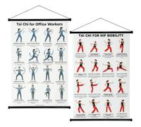 2Pcs Tai Chi Workouts Charts, Portable Tai Chi Walking Exercise Wall Chart