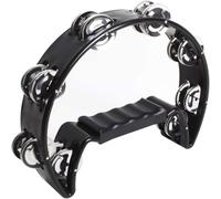 2PCS Tambourine,Half Moon Tambourine Double Row Musical Tamborines Instrument Hand Tamborine Hand Percussion Shaker Musical Instruments for Adults Party Church KTV Bar Black