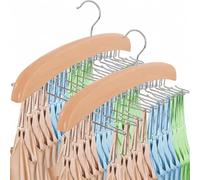 2Pcs Tank Top Hanger,Wood Bra Hanger with 24 Foldable Hooks,360° Rotating Bra Organizer for Closet,Tank Top Hangers Space Saving Closet Organizer for Tank Tops Bras Ties Belt,Scarf (Natural Wood)