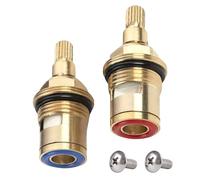 2PCS Tap Cartridge Replacement, Mixer Tap Cartridge, Ceramic Tap Cartridge with Screws, Brass Replacement Tap Valves for Bathroom Kitchen Quick Opening Copper Valve Core Faucet (Hot&Cold)