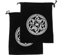 2pcs Tarot Card Storage Bag Dice Drawstring Pouch | Black Flannelette, Easy to Open and Close, Convenient to Store and Take, Party Favors Use