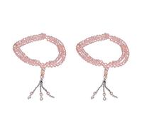 2Pcs Tasbih Prayer Beads, Muslim Prayer Beads 99 Beads Mihrab Separators Count Exquisite Design Tasbih Prayer Beads Islamic Prayer Rosary Beads for Hand Bag Gift Bracelets (Pink)