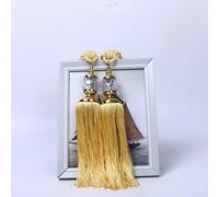 2Pcs Tassel Curtain Tiebacks for Crystal Beads,Luxury Curtain Holdbacks Rope,Hand-Woven Braided Curtains Tie Backs for Home Office Window Drapery (Golden)