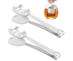 2pcs Tea Bag Squeezer, Stainless Steel Tea Spoon Tea Bag Holder for Gripping Loose Tea Ice Sugar Cubes Tea Spoon Tea Strainers Tea Tongs Clip Tool on Strainer Tea Accessories for Tea Drinkers