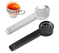 2pcs Tea Bag Squeezer Tongs, Stainless Steel Teabag Strainer Holder Dispenser Tool Gripper Picker Spoon Clip Accessories for Tea Drinkers Gifts(Silver, Black)