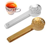 2pcs Tea Bag Squeezer Tongs, Stainless Steel Teabag Strainer Holder Dispenser Tool Gripper Picker Spoon Clip Accessories for Tea Drinkers Gifts(Silver, Gold)