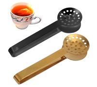 2pcs Tea Bag Squeezer Tongs, Stainless Steel Teabag Strainer Holder Dispenser Tool Gripper Picker Spoon Clip Accessories for Tea Drinkers Gifts(Black, Gold)