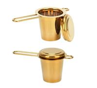 2pcs Tea Diffuser, Stainless Steel Tea Strainer Fine Mesh Tea Infuser with Double Long Handles Loose Leaf Tea Steeper for Mugs Cups Teapots (Gold)