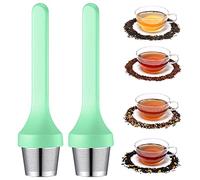 2pcs Tea Infuser,Extra Fine Mesh Tea Cup Filter Silicone Handle Perfect Tea Steeper for Loose Leaf Tea or Herbal Tea for Mugs & Teapot, Easy Clean and Safe (Green and Red)