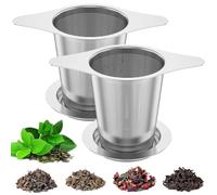 2Pcs Tea Infuser for Loose Tea, 304 Stainless Steel Tea Strainer with Lid and Double Handles, Large Capacity Tea Filter Ultra-Fine Mesh Tea Steeper Tea Infuser Basket Dishwasher Safe for Teapots Mugs