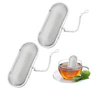 2Pcs Tea Infuser for Loose Tea, Stainless Steel Tea Infuser with Chain, Oval Tea Strainers for Loose Tea, for Loose Leaf Tea and Spices