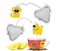 2Pcs Tea Infuser Loose Tea Steeper, Heart Shaped Stainless Steel Tea Ball+Fun Dog Pendant Tea Strainer Ball Set (Cute Puppy)