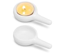 2Pcs Tea Light Candle Holders, Ceramic Candle Spoon Wax Burner Tea Light Holder Replacement Tealight Holders Ornaments with Handle for Essential Oil Burner Fragrance Aromatherapy Diffuser