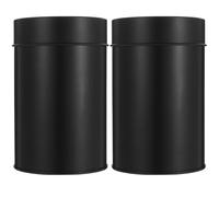 2pcs Tea Storage Canisters Airtight Tinplate Containers for Loose Leaf Tea and Coffee Beans, Stylish Black Kitchen Storage Jars Suitable for Home and Travel