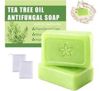 2PCS Tea Tree Oil Handmade Soap, Daily Cleansing Tea Tree Oil Soap, Cleansing and Showering 2-in-1, Plant-based formula soothes and moisturises, nourishes healthy skin